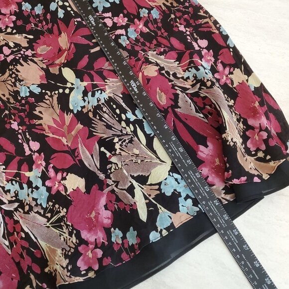 TapeMeasure Skirt Womens 6 Floral Black Pink Y2K 90s‎ Vintage Cottagecore - Picture 7 of 14